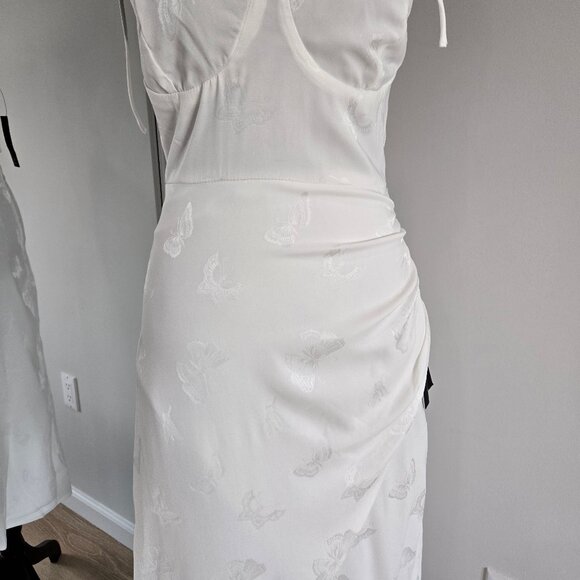 Lulus Wishing on Love White Satin Jacquard Midi Dress Small New With Tags $69 - Picture 10 of 15